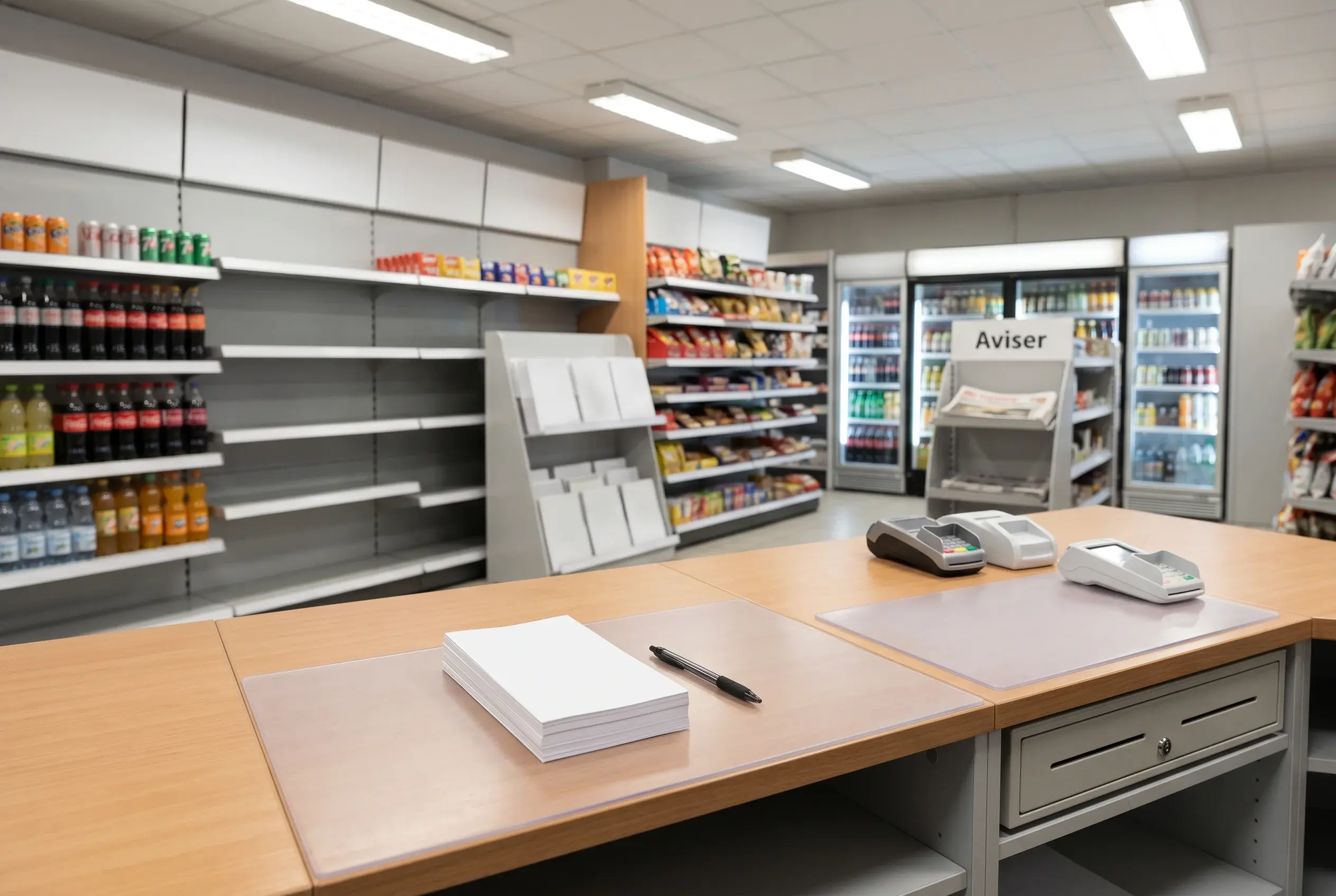 En kiosk med en Oddset-skranke og kuponer på disken
